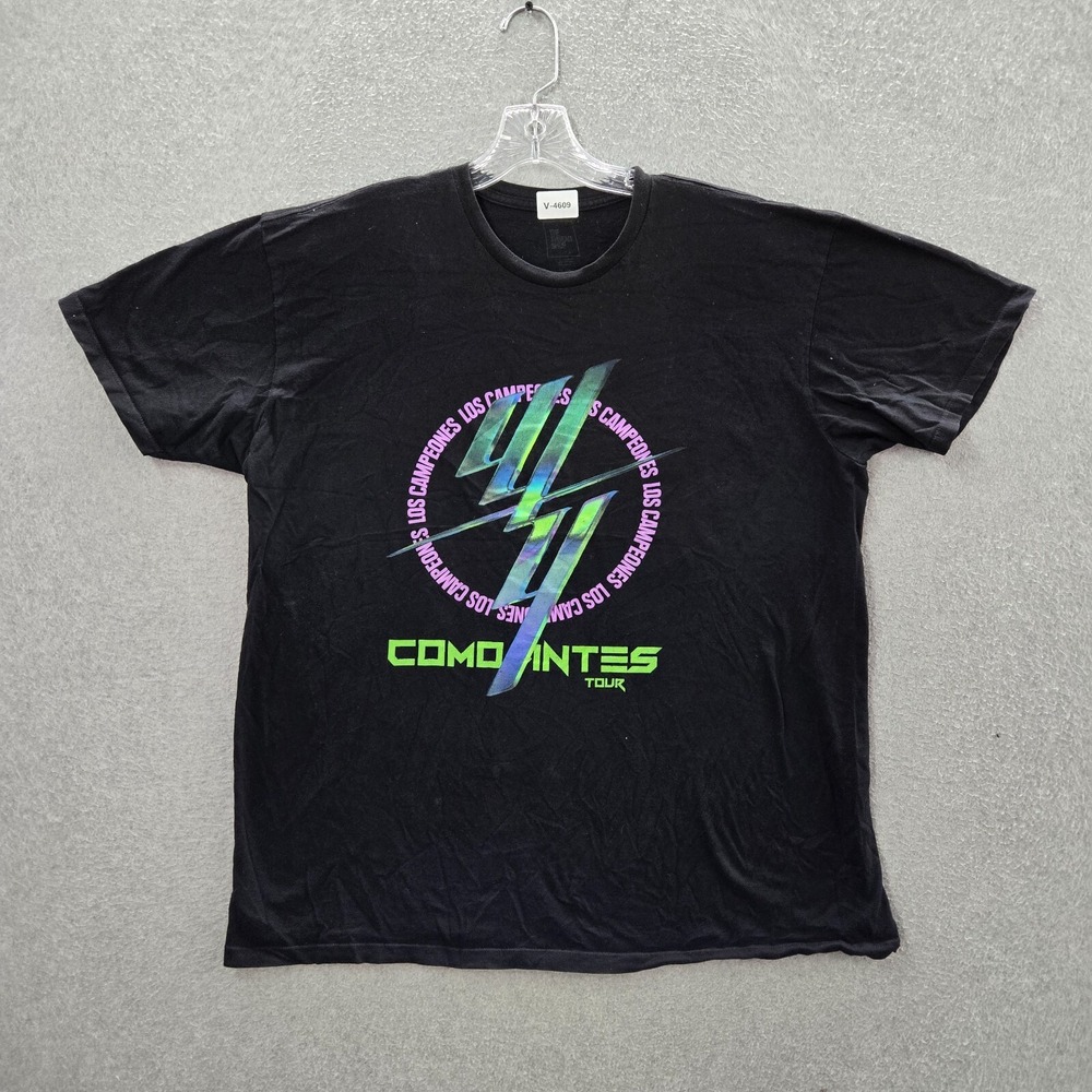 Los Campeones Men Shirt XL Black American Tour Graphic Short Sleeve